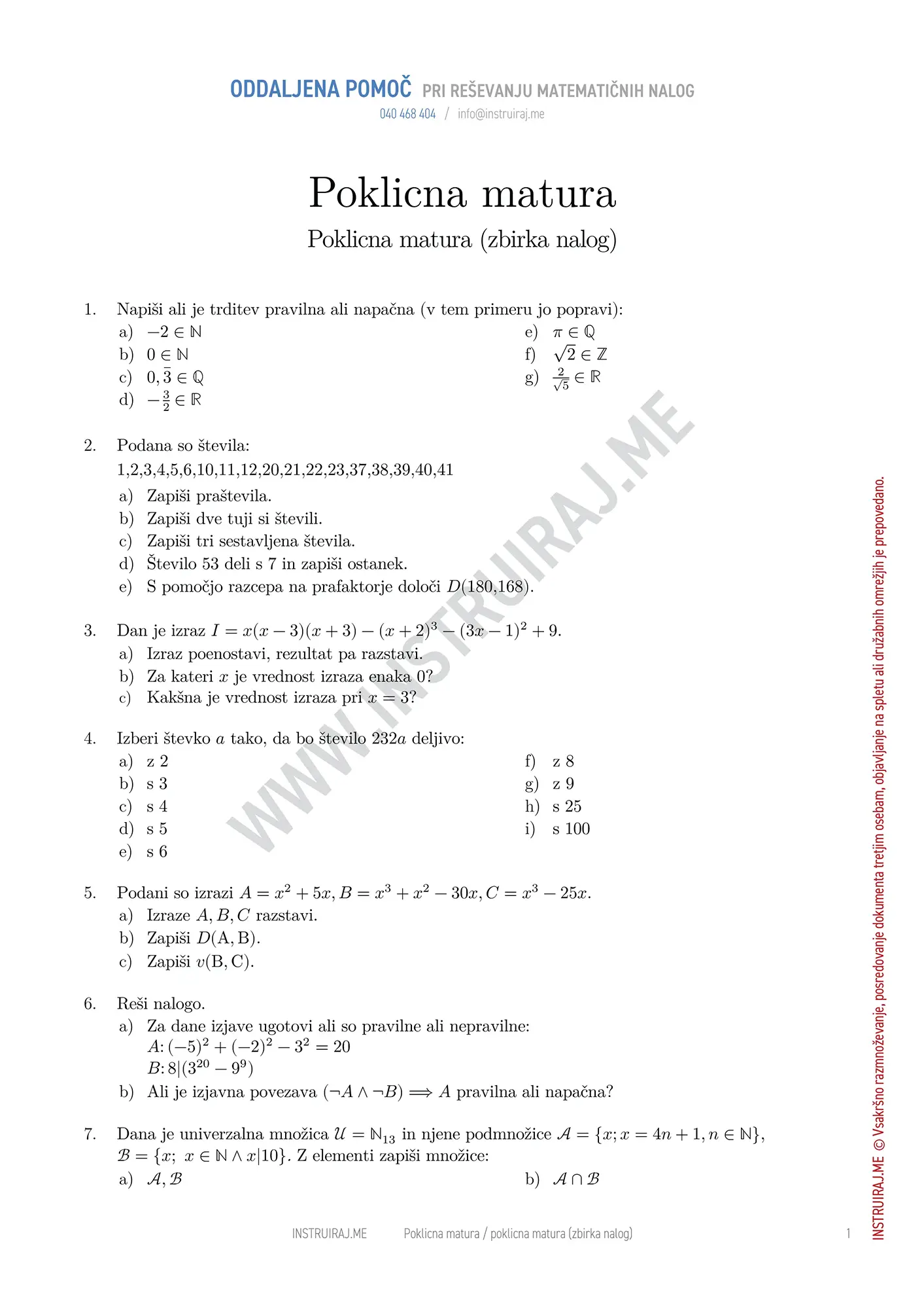Poklicna matura (zbirka nalog)