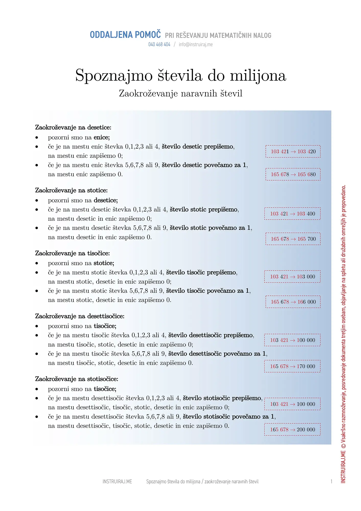Zaokroževanje naravnih števil