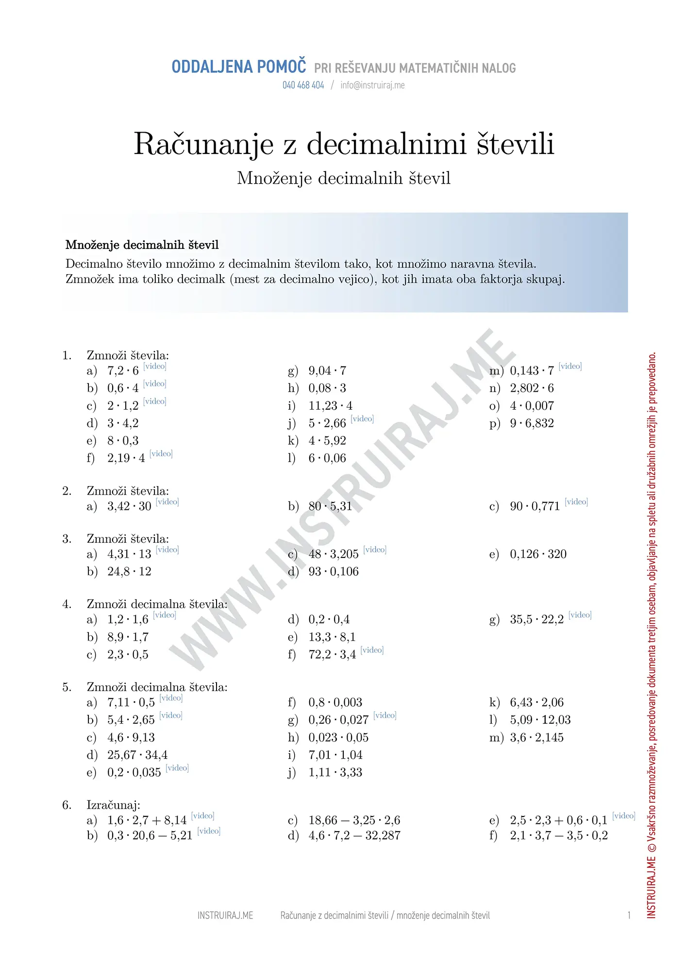 Množenje decimalnih števil