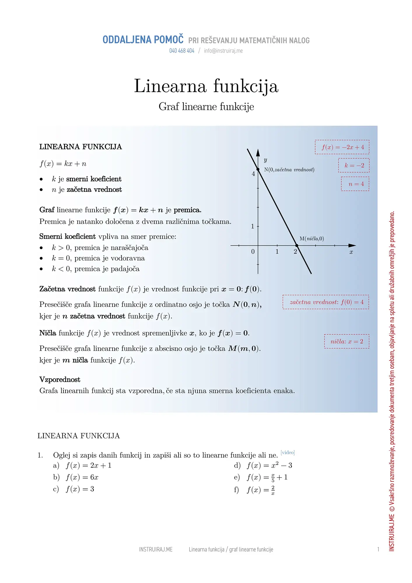 Graf linearne funkcije